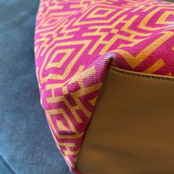 Tory Burch Pink and Orange Patterned Tote - Picture 4 of 12